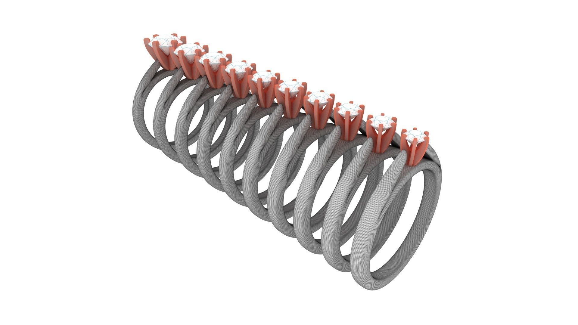 Set from Ten Solitaire Ring 3D print model_11