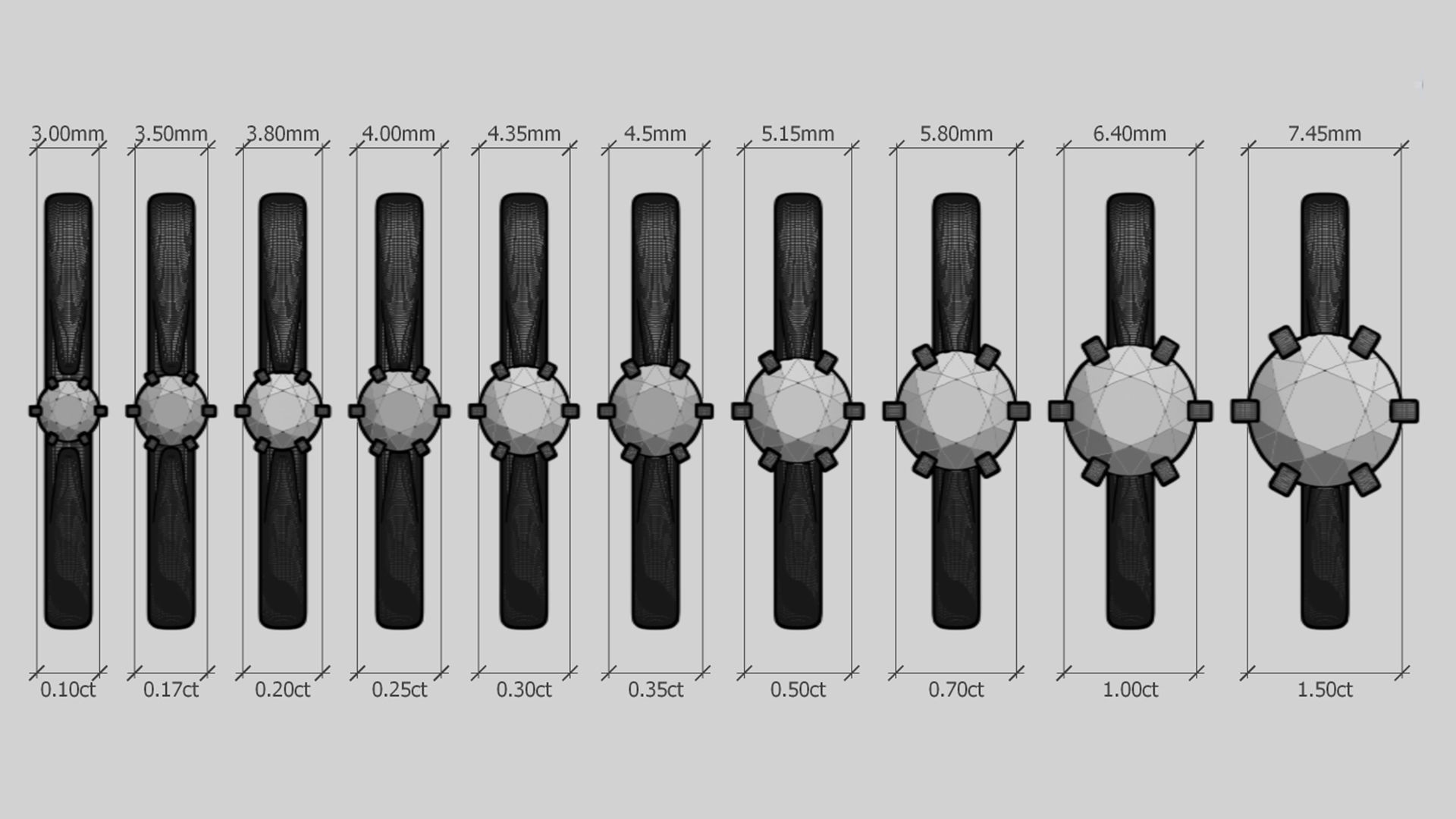 Set from Ten Solitaire Ring 3D print model_4