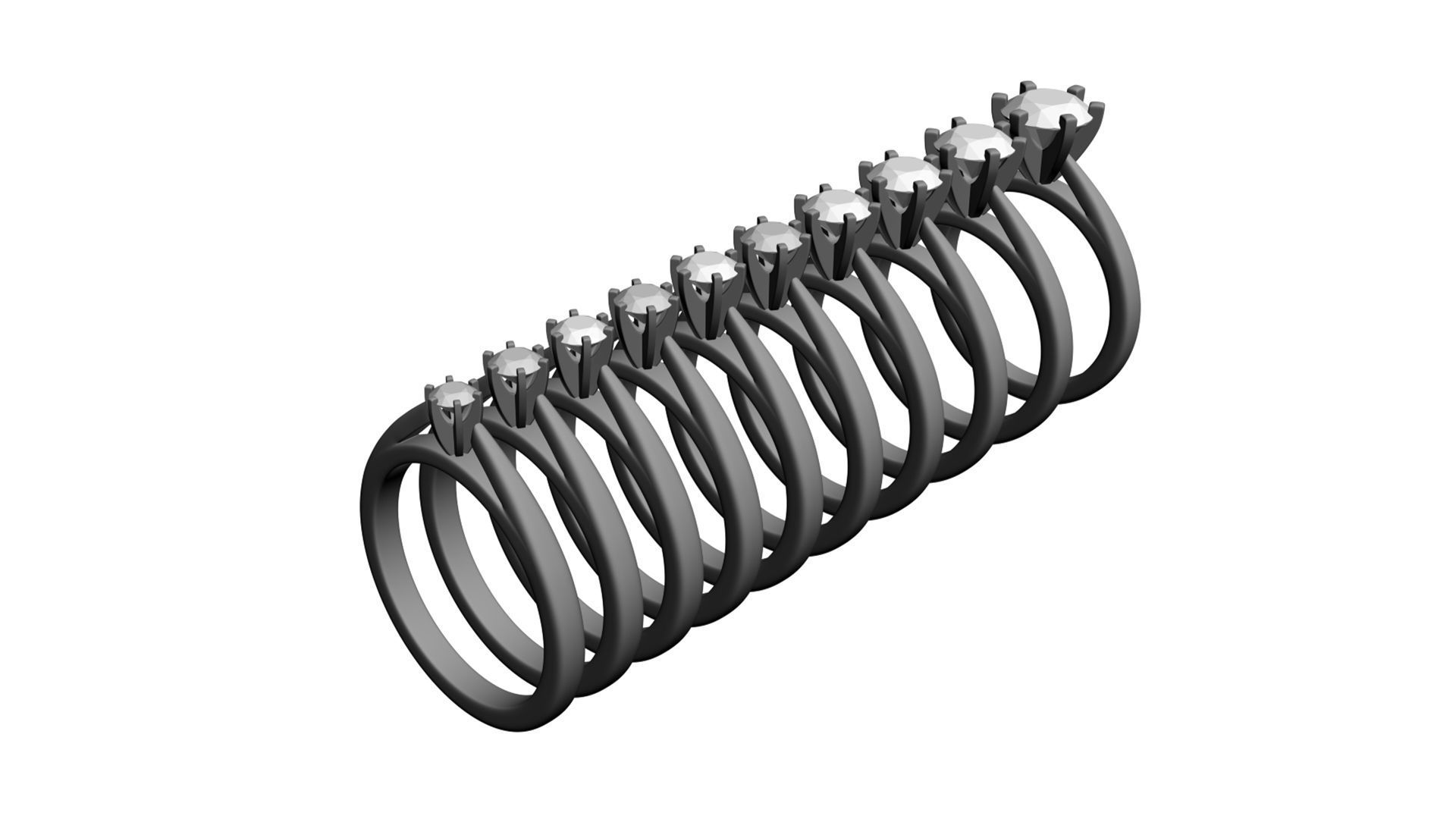 Set from Ten Solitaire Ring 3D print model_12