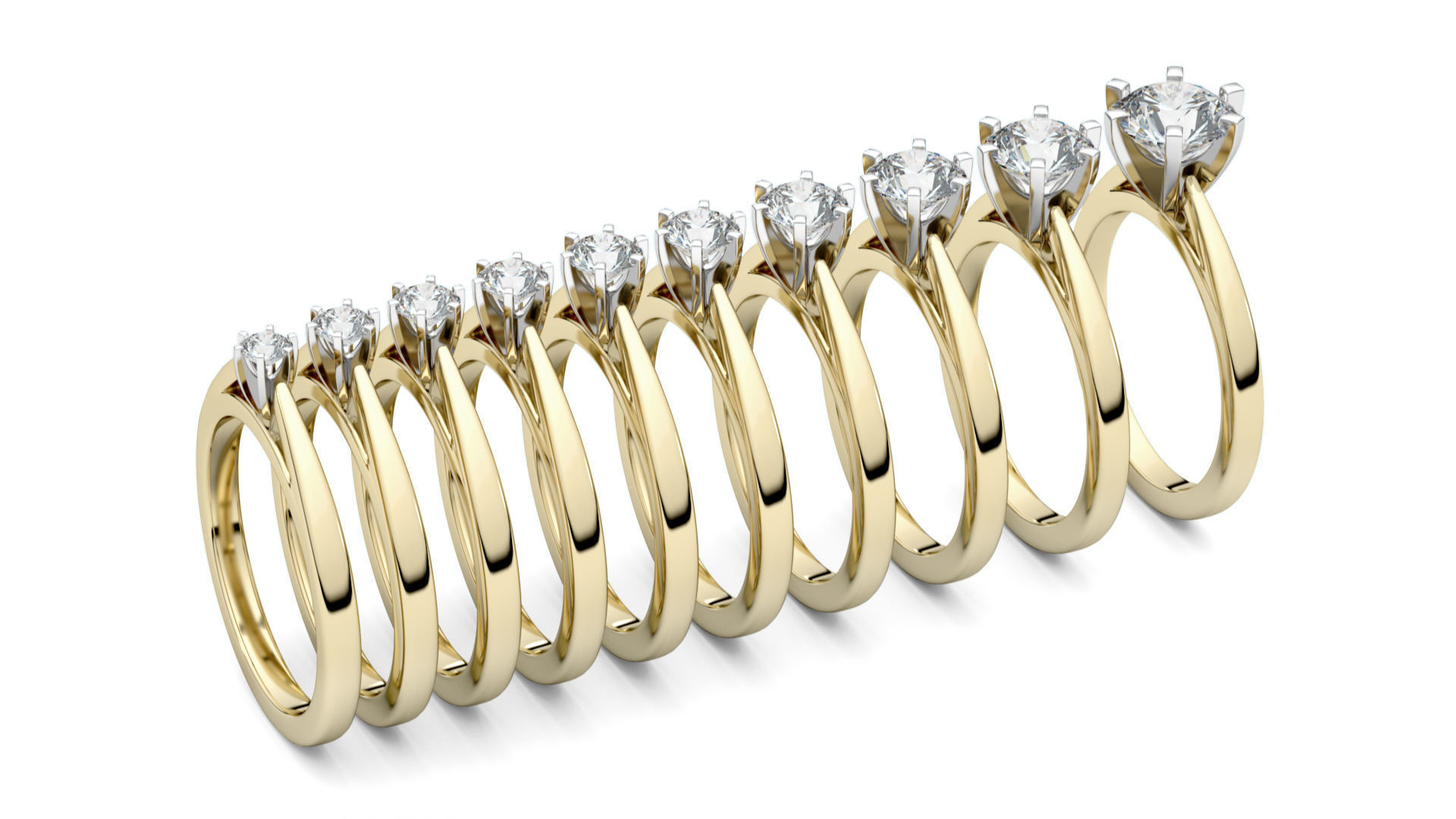 Set from Ten Solitaire Ring 3D print model_2