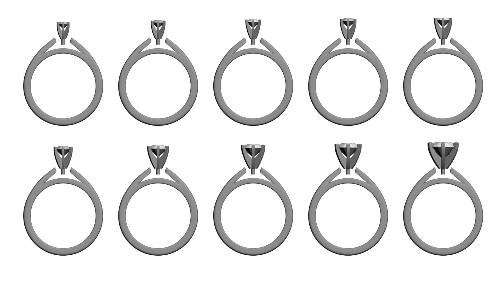 Set from Ten Solitaire Ring 3D print model_14