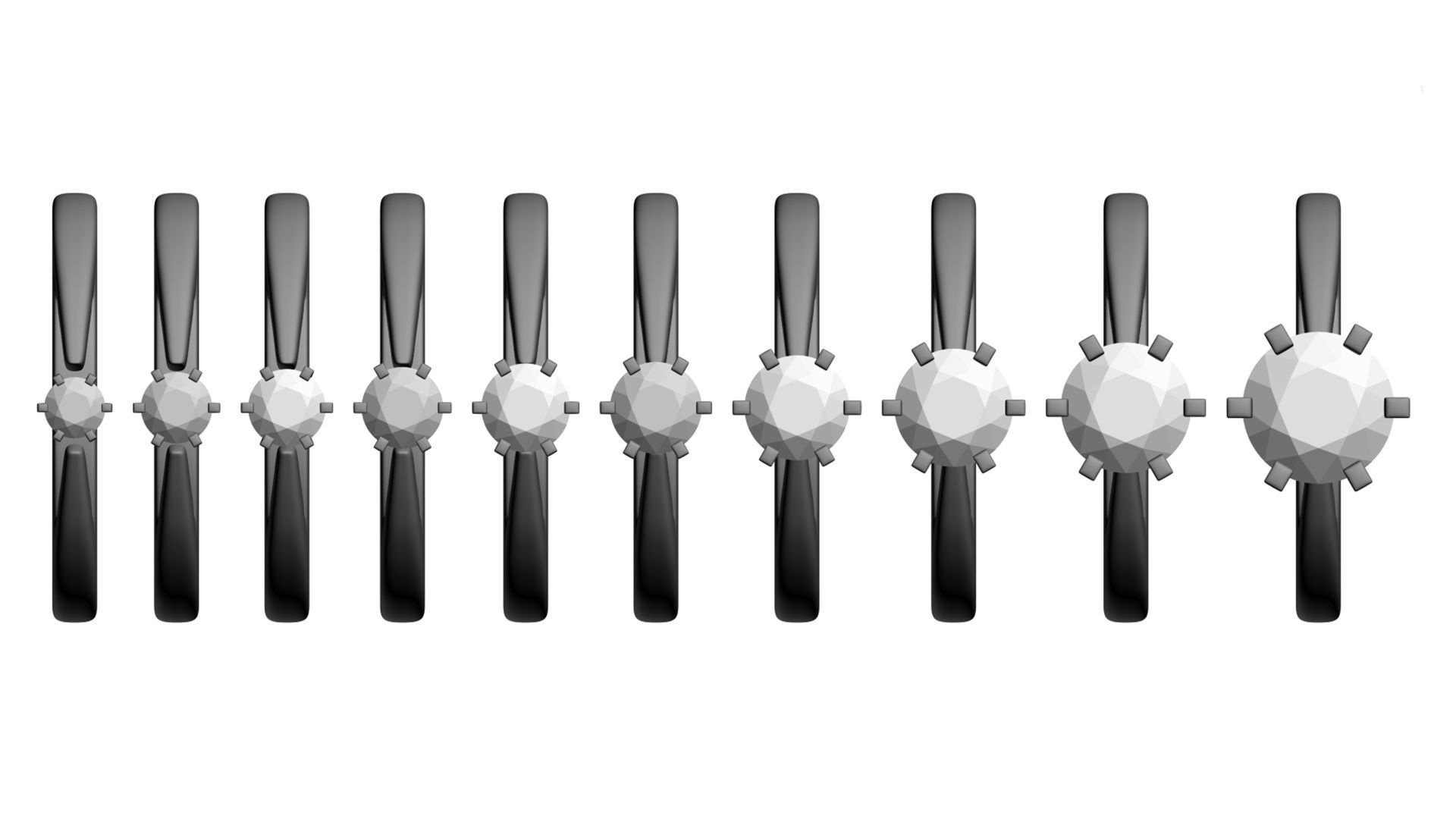 Set from Ten Solitaire Ring 3D print model_16