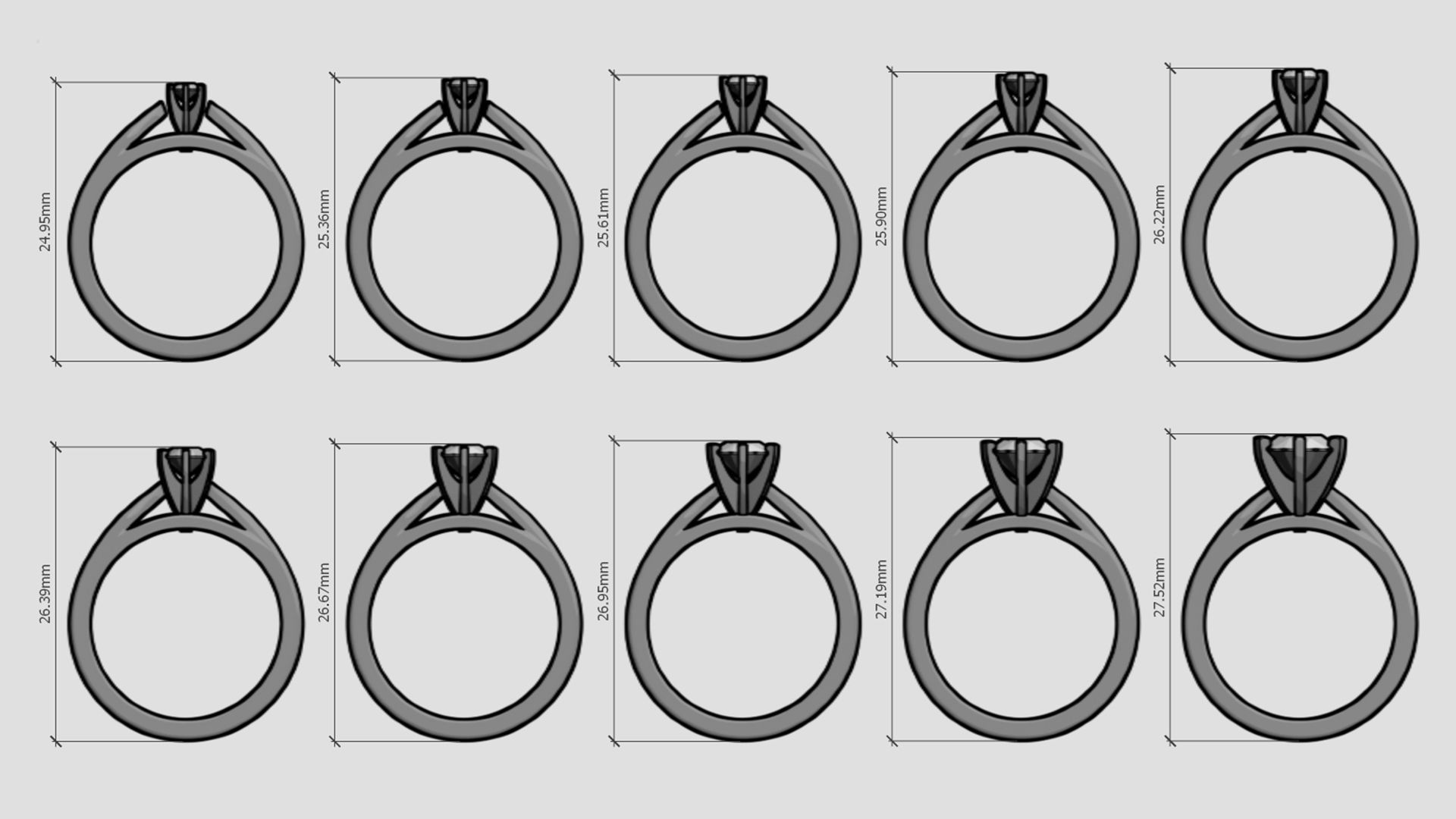 Set from Ten Solitaire Ring 3D print model_6