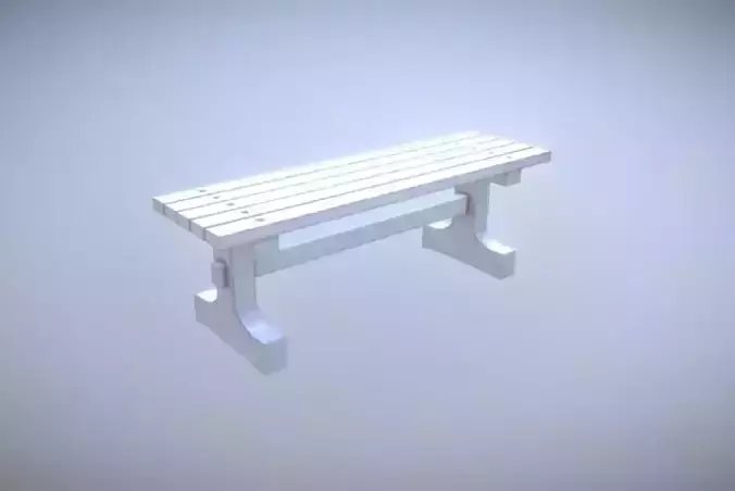 Game Ready Park Bench White Wooden Painted Low-Poly Low-poly 3D model