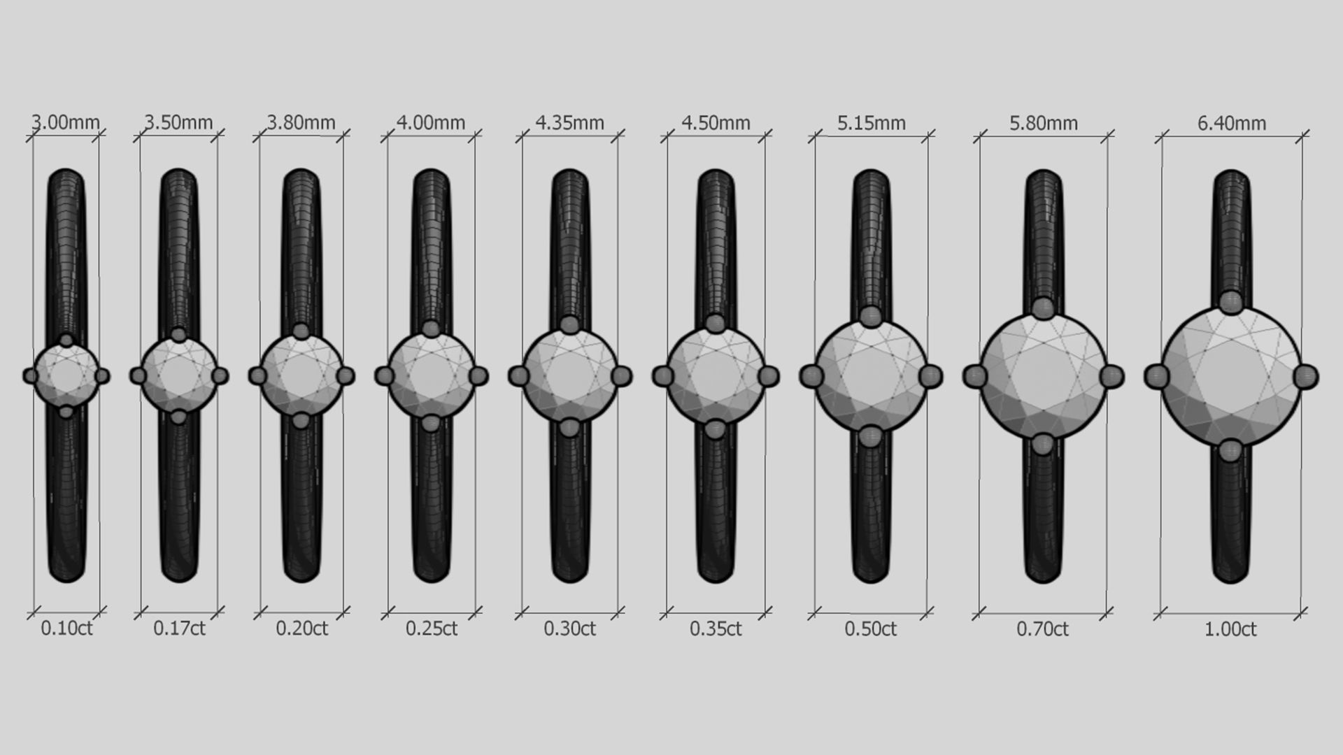 Set from Nine Solitaire Ring 3D print model_4