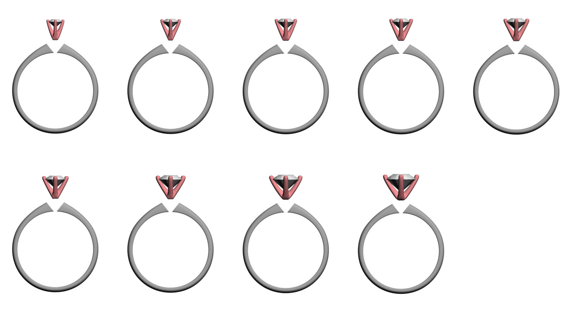 Set from Nine Solitaire Ring 3D print model_14