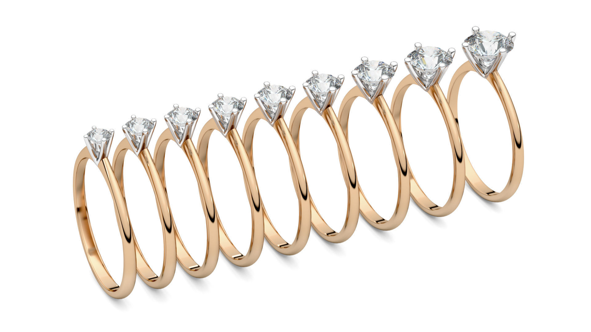 Set from Nine Solitaire Ring 3D print model_2