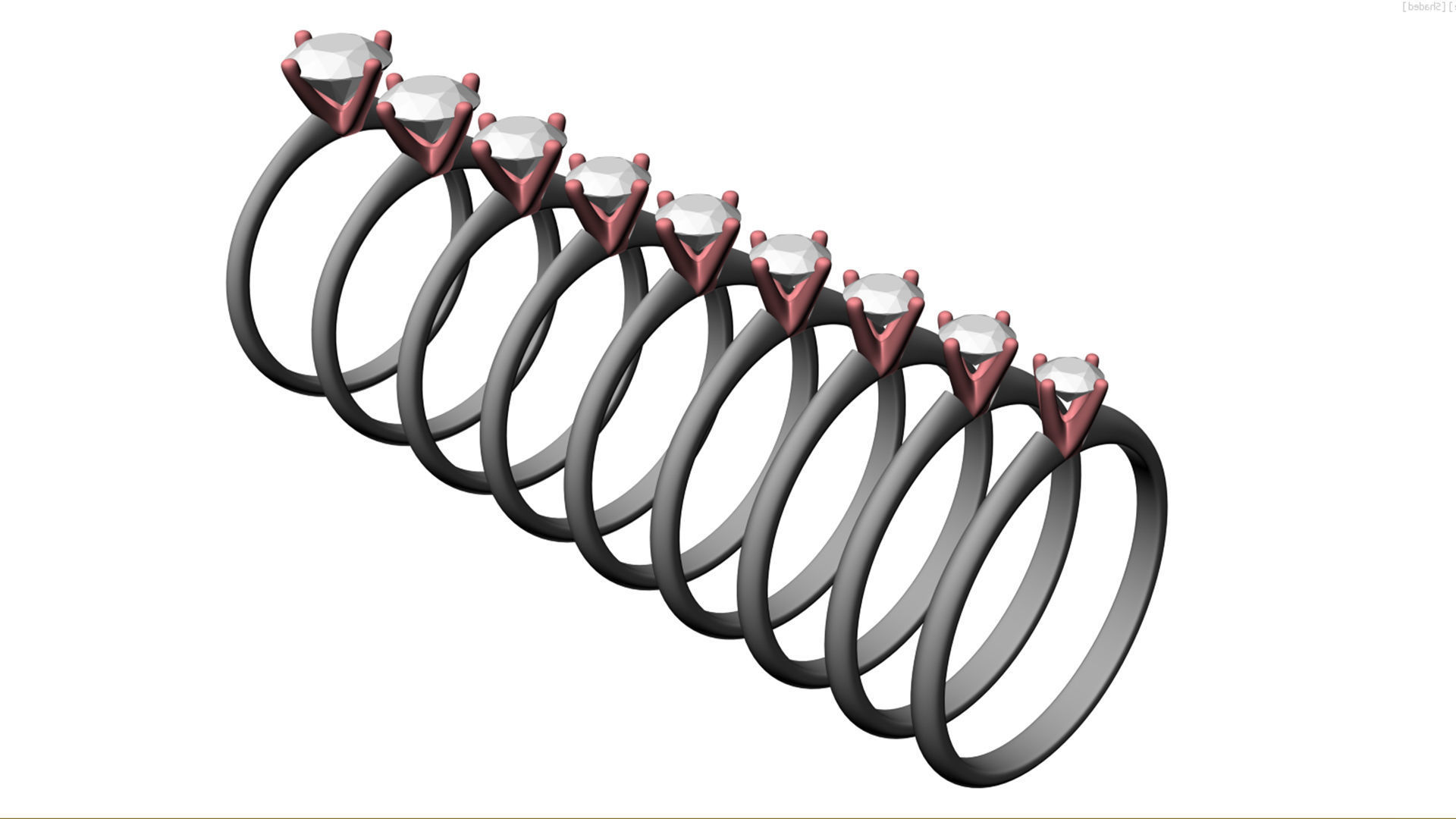 Set from Nine Solitaire Ring 3D print model_12