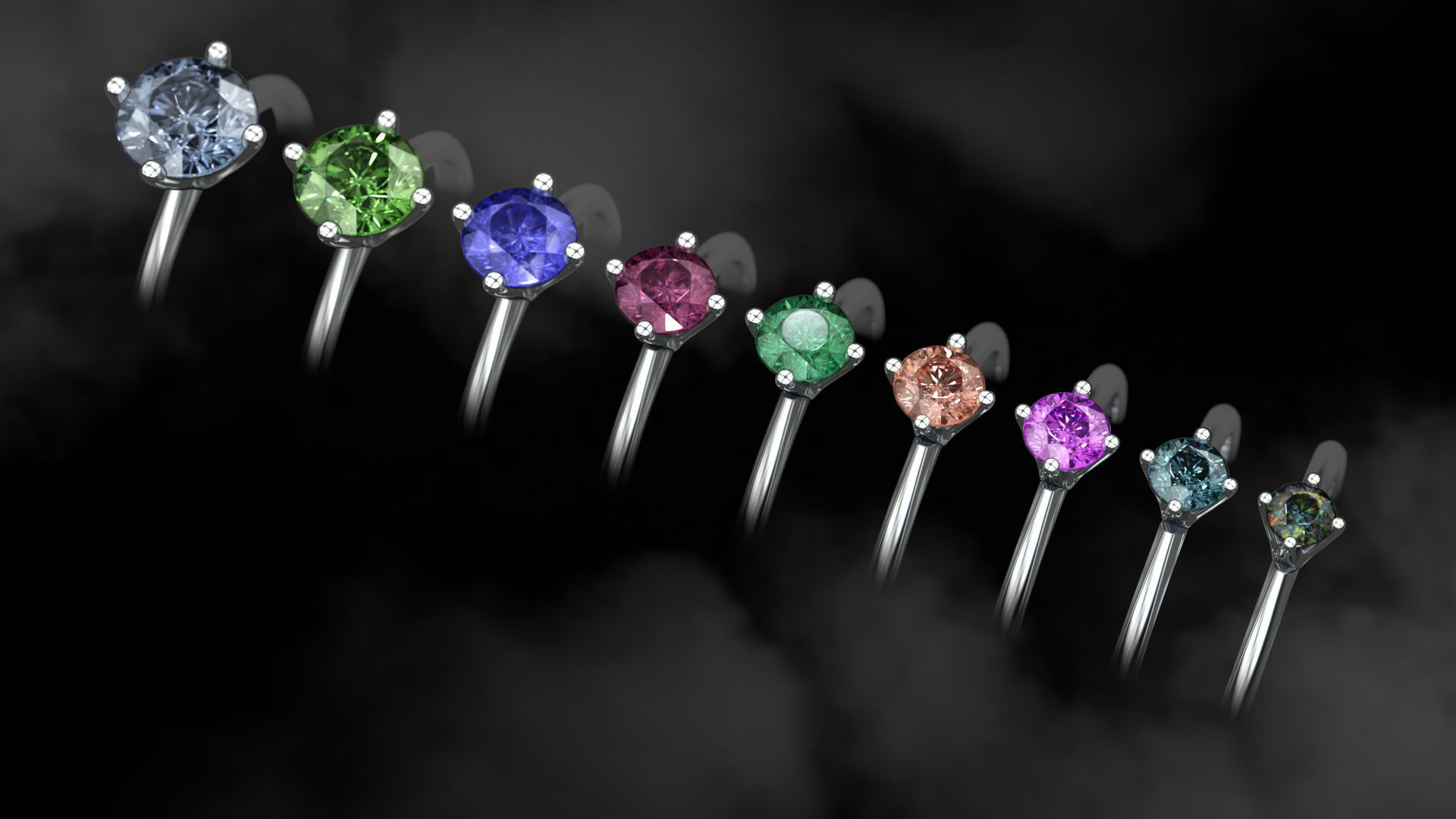 Set from Nine Solitaire Ring 3D print model_3