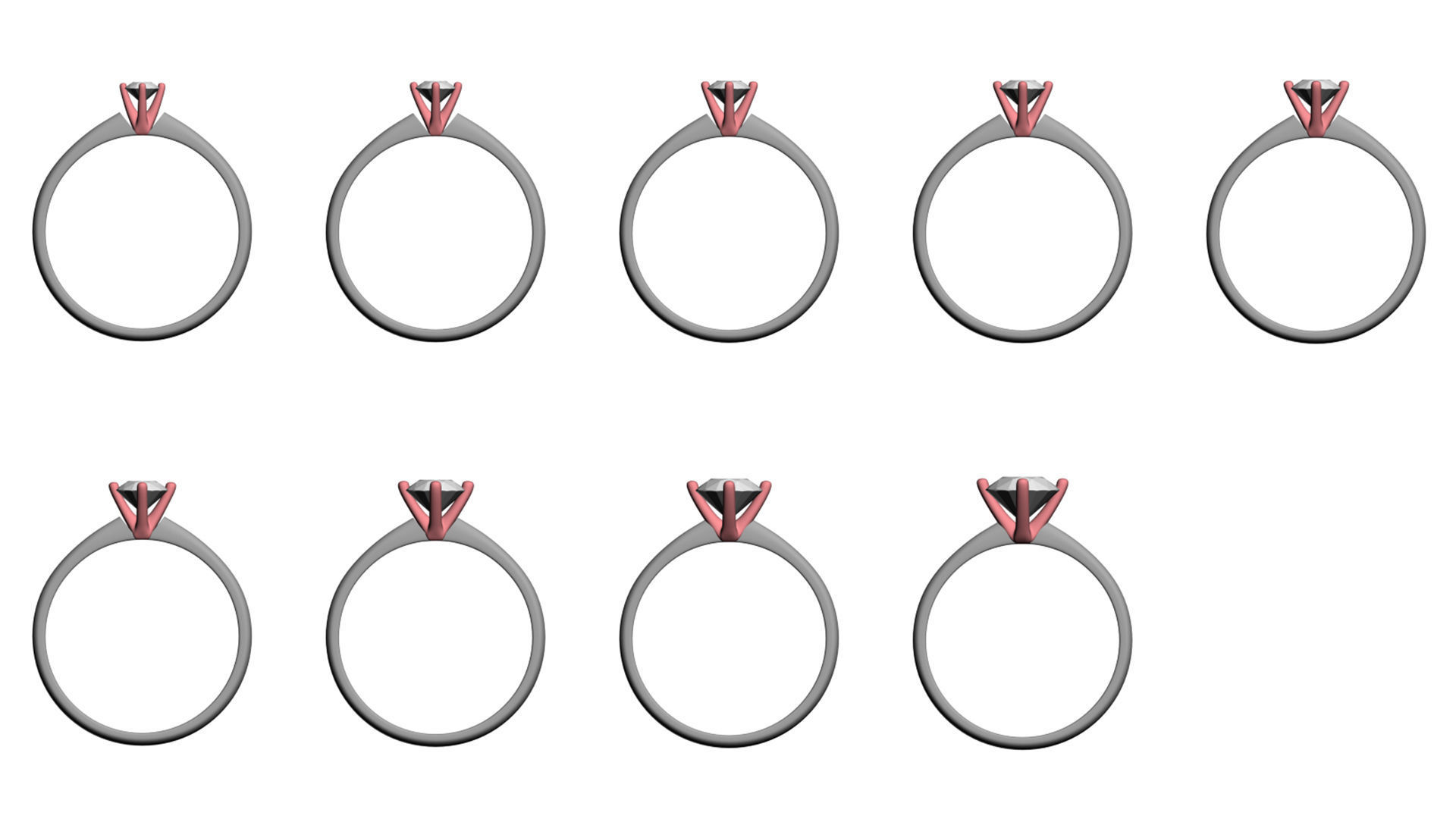 Set from Nine Solitaire Ring 3D print model_13