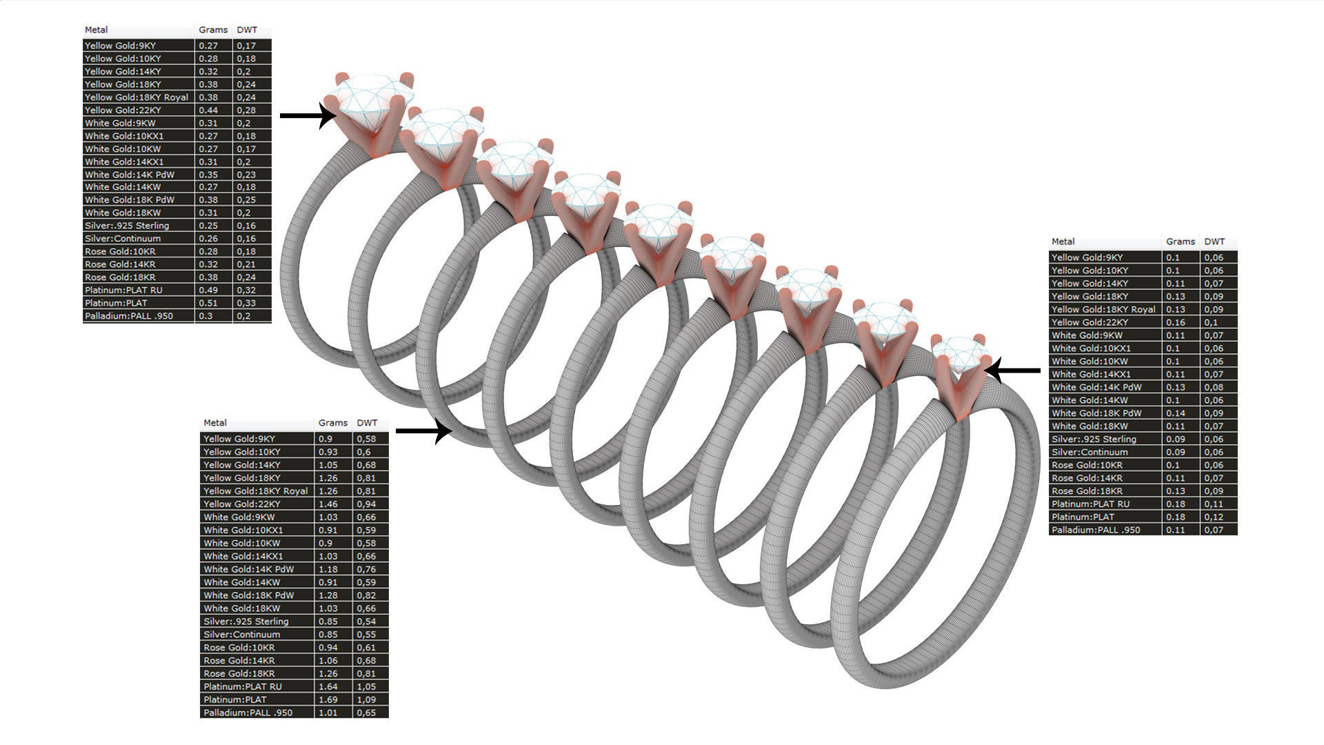 Set from Nine Solitaire Ring 3D print model_7