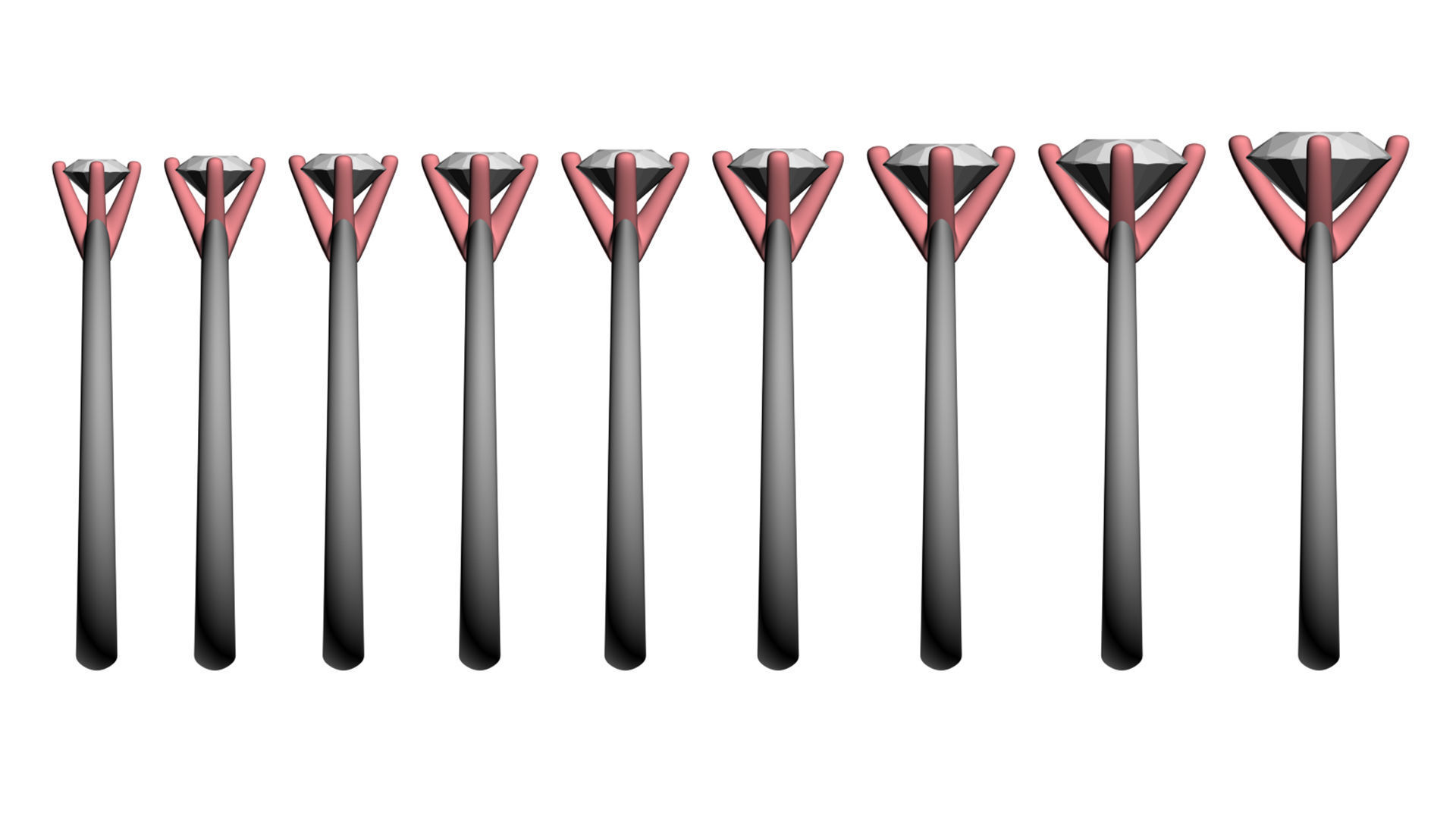 Set from Nine Solitaire Ring 3D print model_15