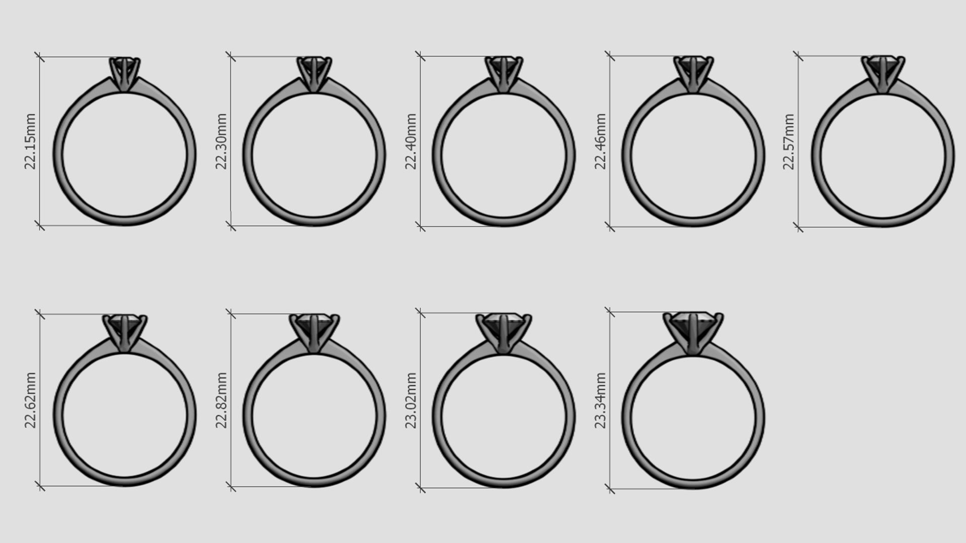 Set from Nine Solitaire Ring 3D print model_6