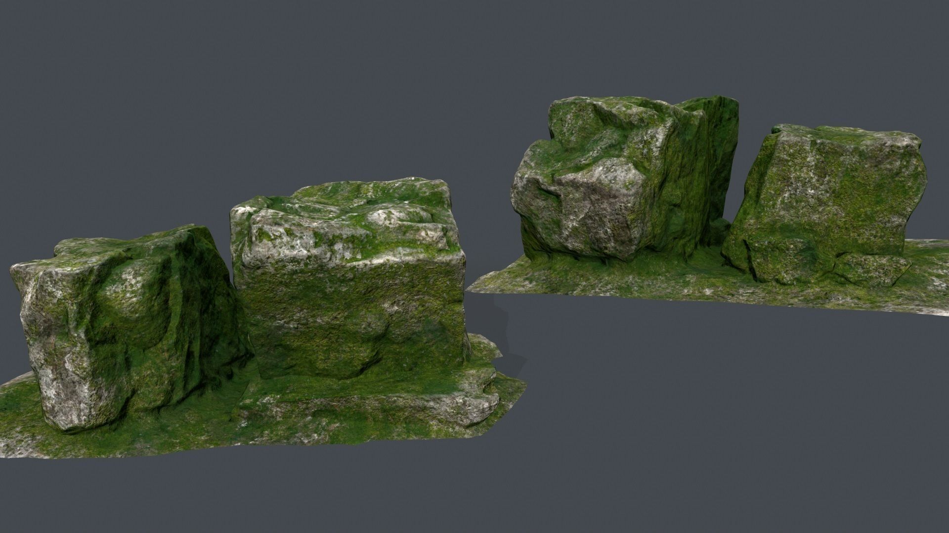 forest rocks Low-poly 3D model_1