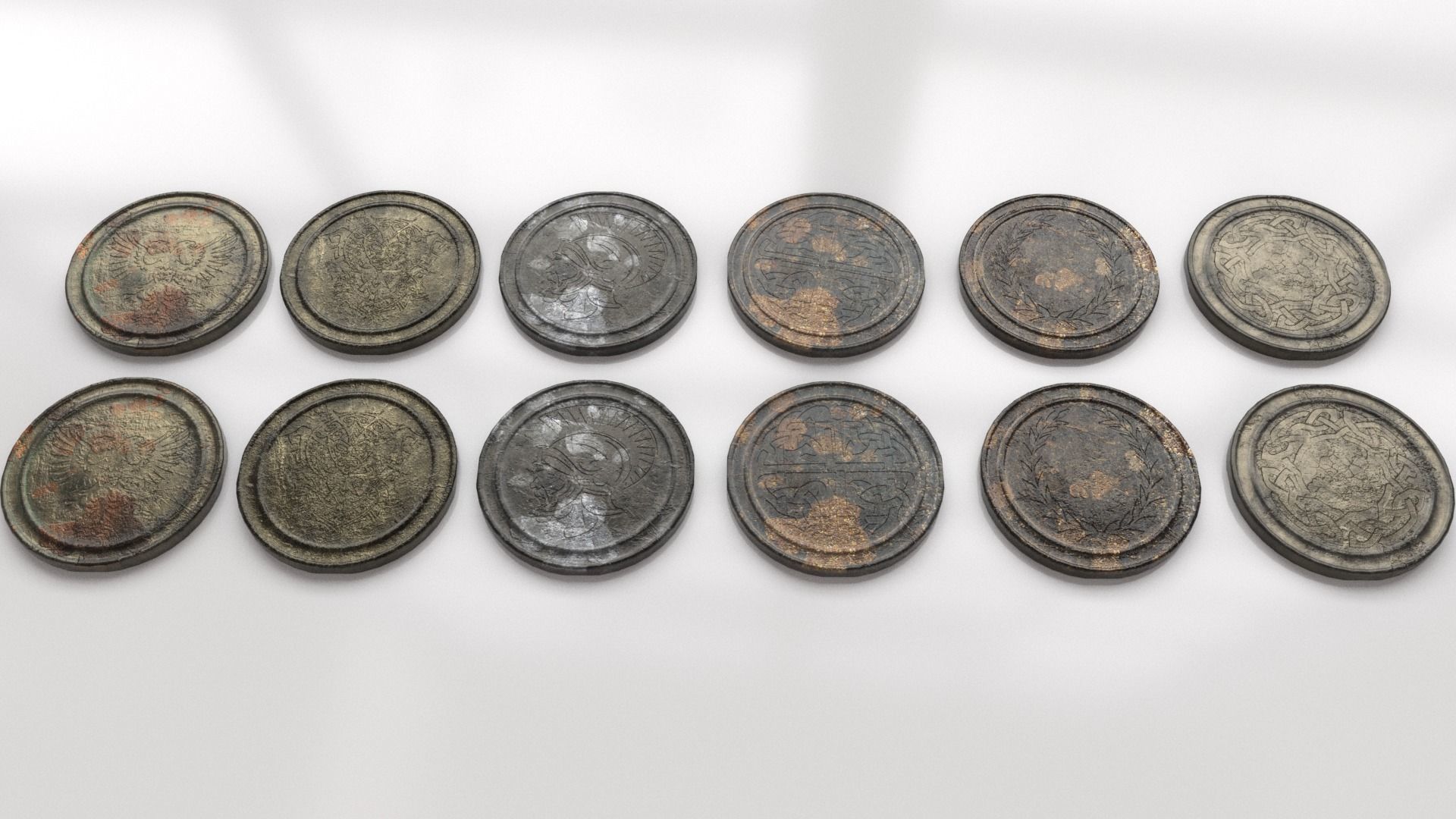 Old Coin - Artifact Low-poly 3D model_1