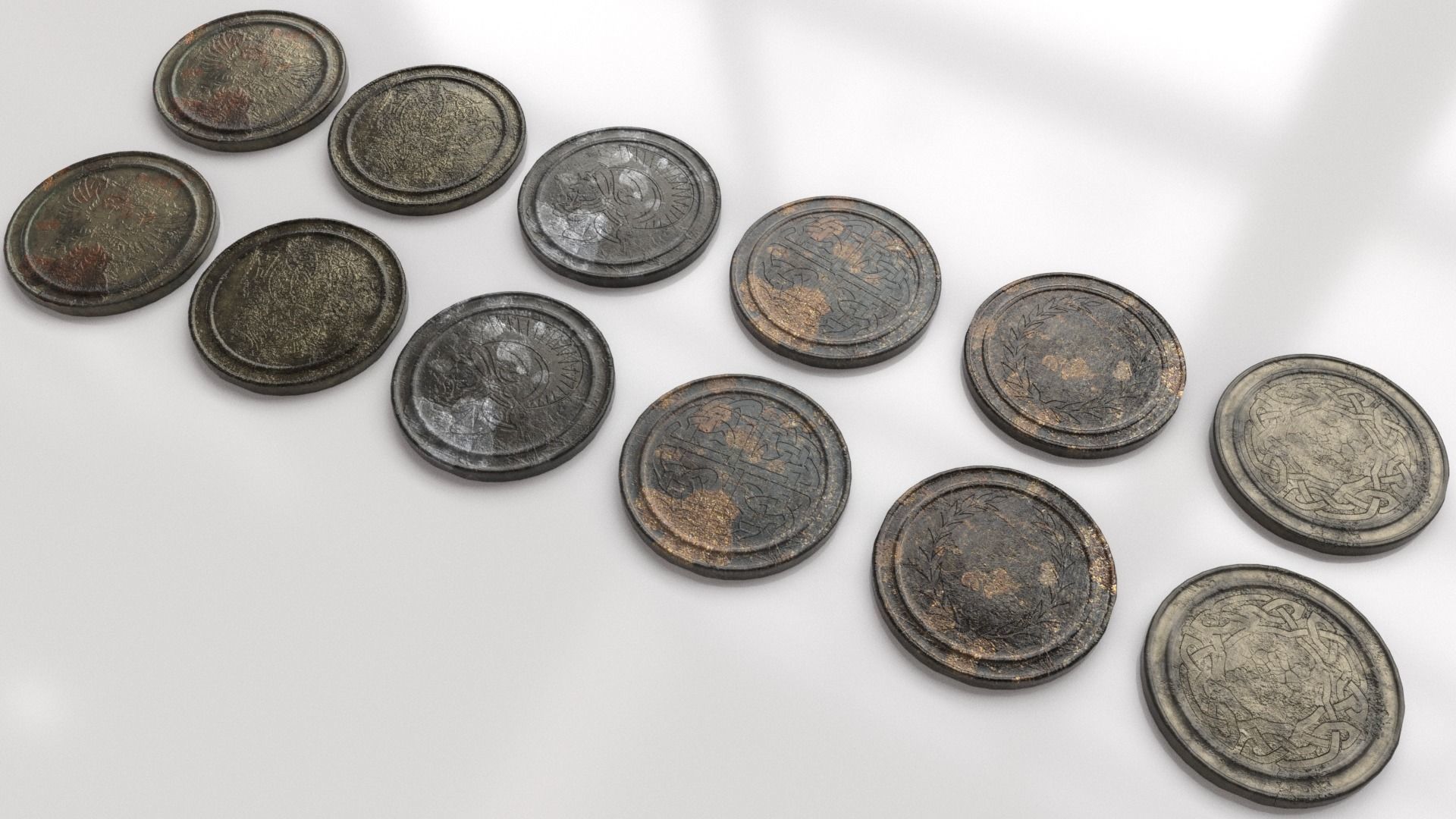 Old Coin - Artifact Low-poly 3D model_3