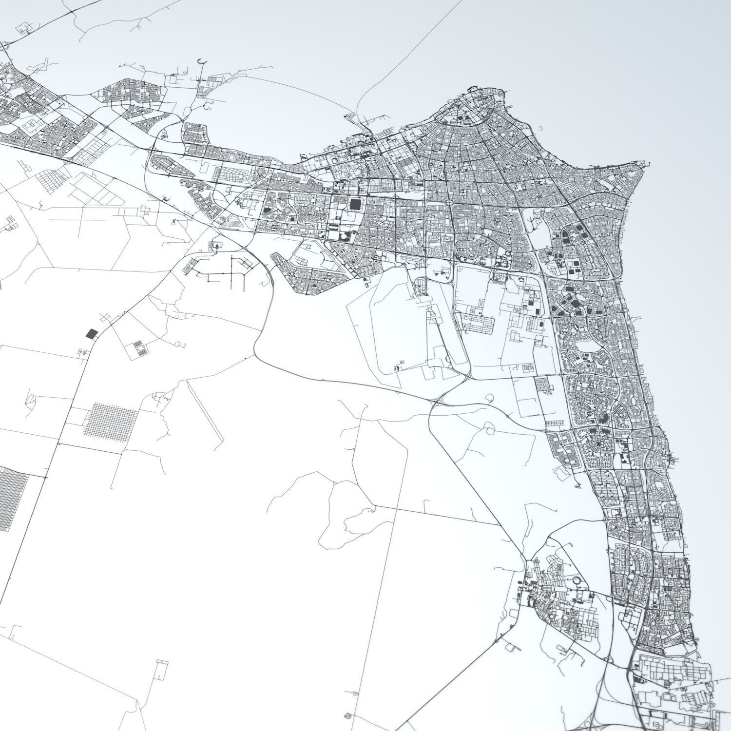 Kuwait City Area Road Network and Streets 3D model_1