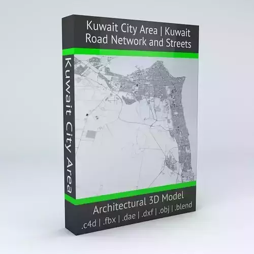 Kuwait City Area Road Network and Streets 3D model Kuwait City Area Road Network and Streets 3D model