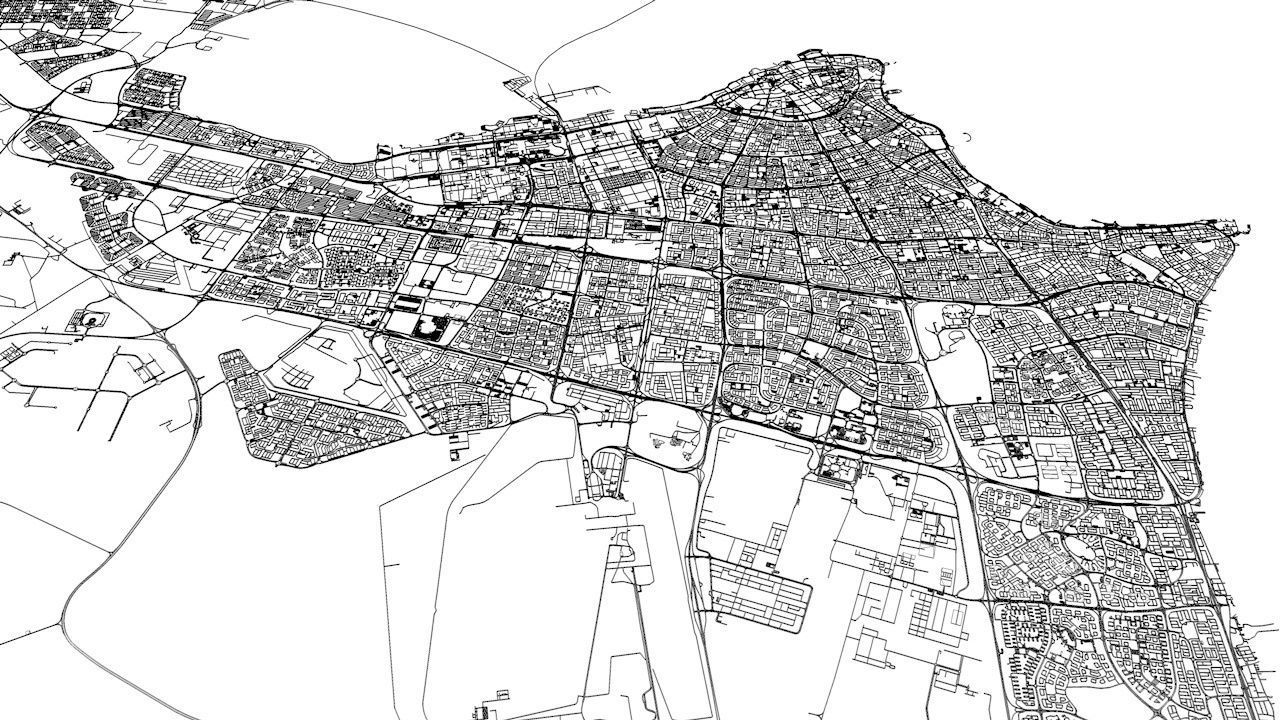 Kuwait City Area Road Network and Streets 3D model_10