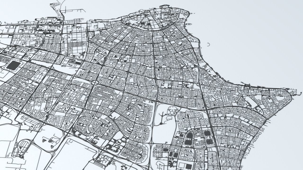 Kuwait City Area Road Network and Streets 3D model_2