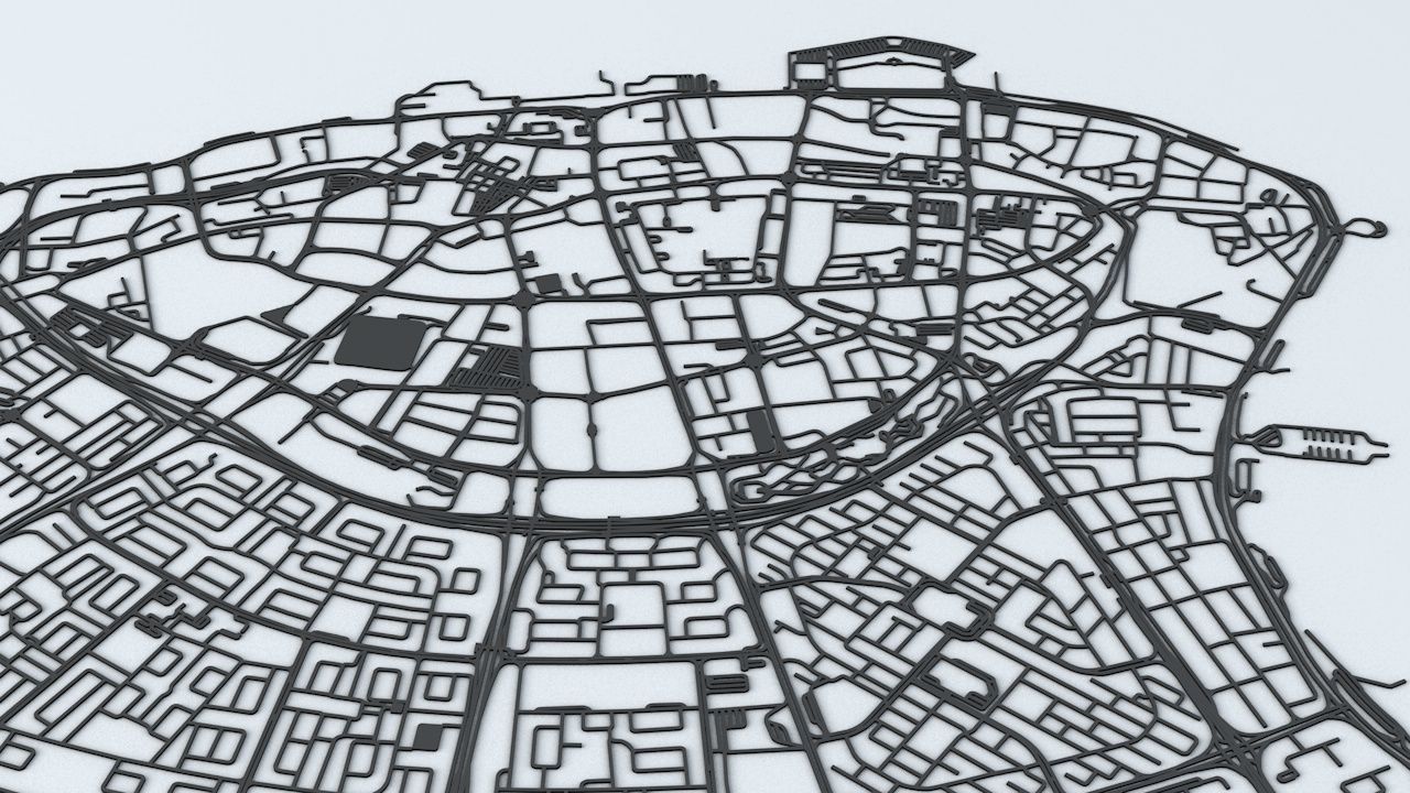 Kuwait City Area Road Network and Streets 3D model_6