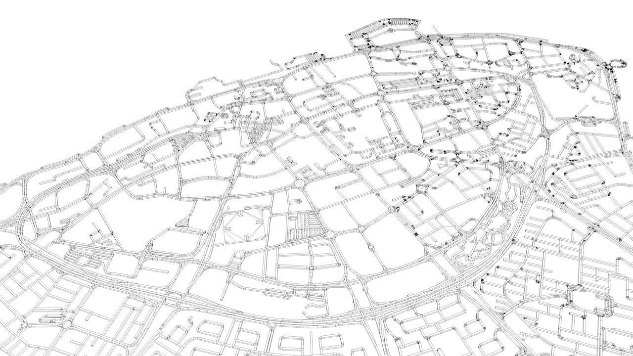 Kuwait City Area Road Network and Streets 3D model_11