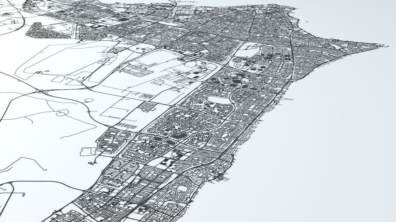 Kuwait City Area Road Network and Streets 3D model_4
