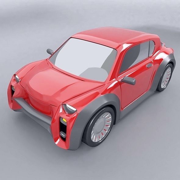 Retro city car concept 3D model_4