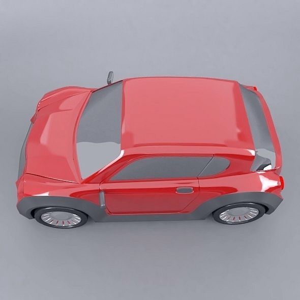 Retro city car concept 3D model_3