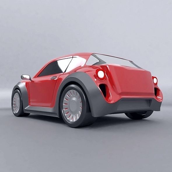 Retro city car concept 3D model_7