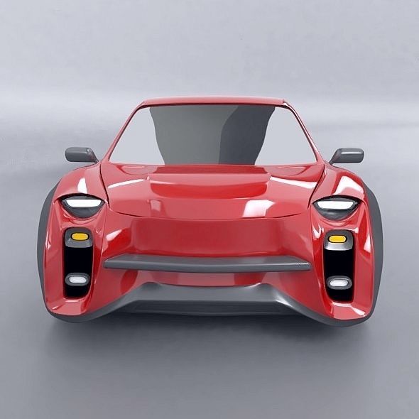 Retro city car concept 3D model_2