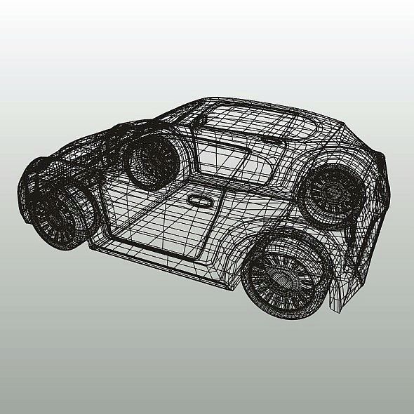 Retro city car concept 3D model_11