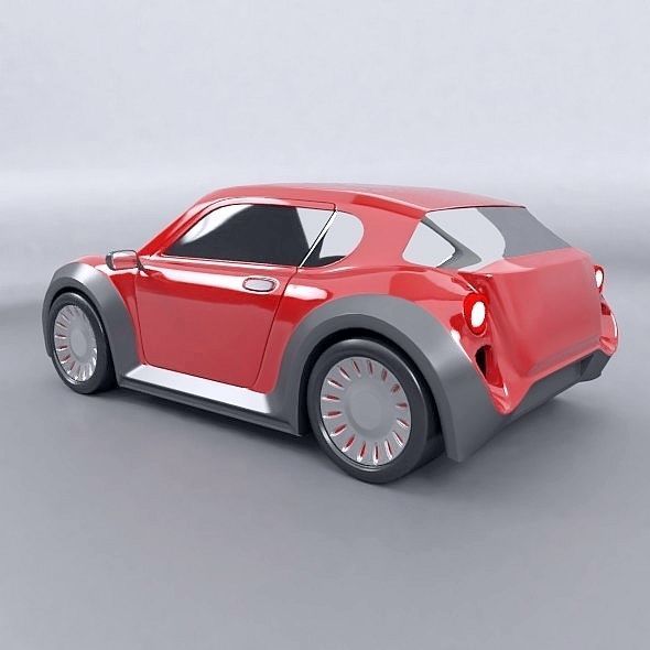 Retro city car concept 3D model_5