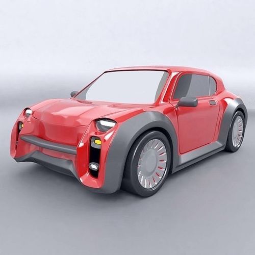 Retro city car concept 3D model