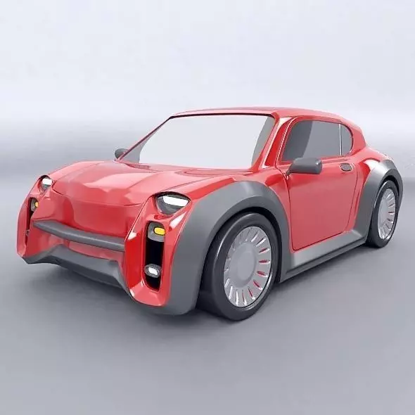 Retro city car concept 3D model_0