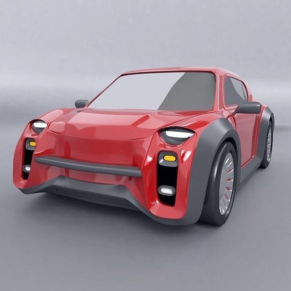 Retro city car concept 3D model_1