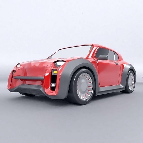 Retro city car concept 3D model_6