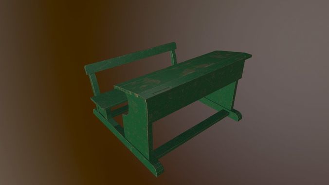 USSR shool desk Low-poly 3D model