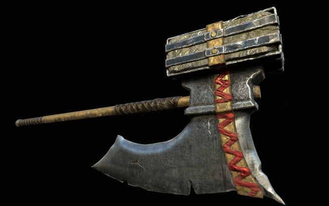 Fantasy War Axe Low-poly 3D model