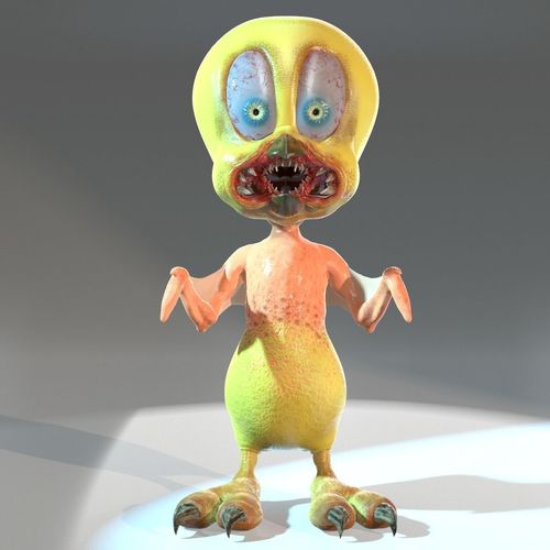 Small Zombie Canary Tweetie 3D model