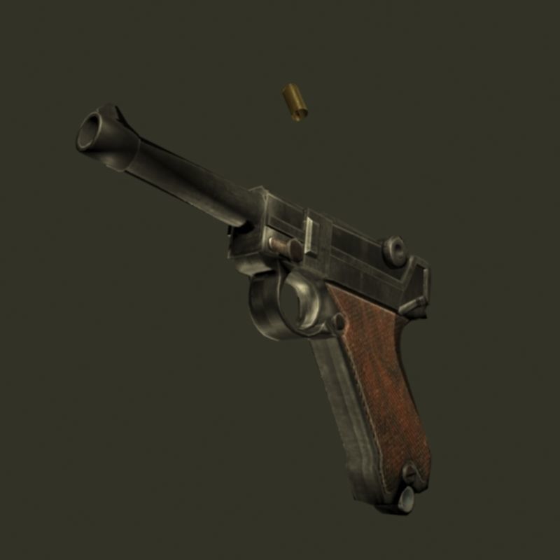 Luger ww2 Low-poly 3D model_2