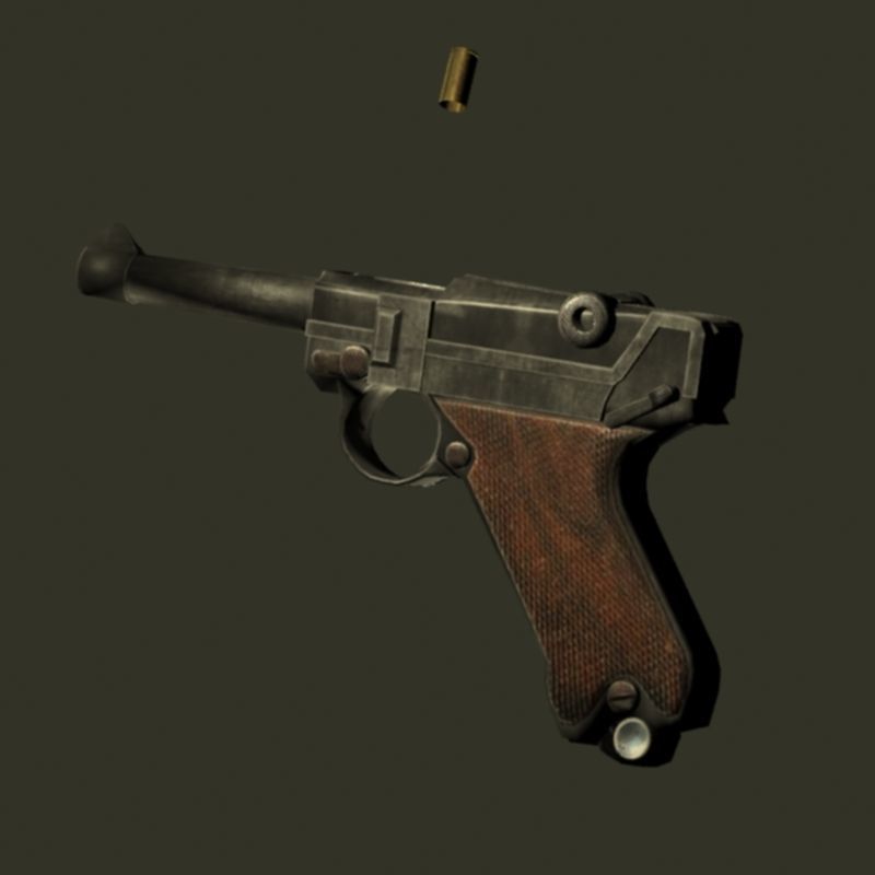 Luger ww2 Low-poly 3D model_4