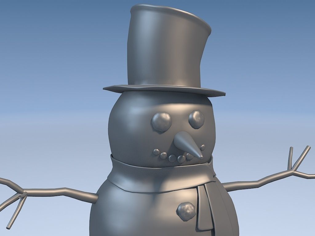 Snowman in top hat 3D model_11