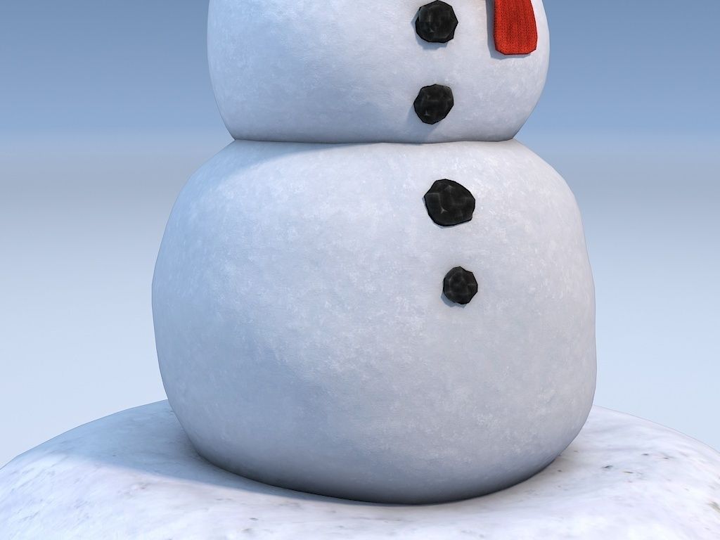 Snowman in top hat 3D model_3