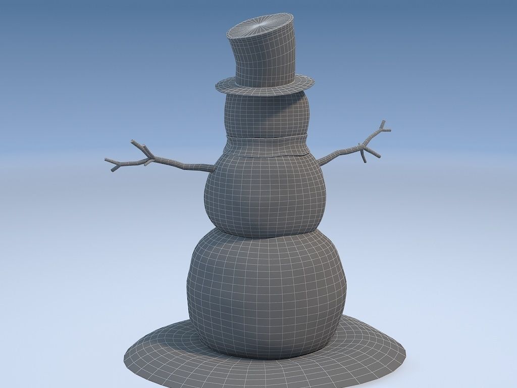 Snowman in top hat 3D model_13