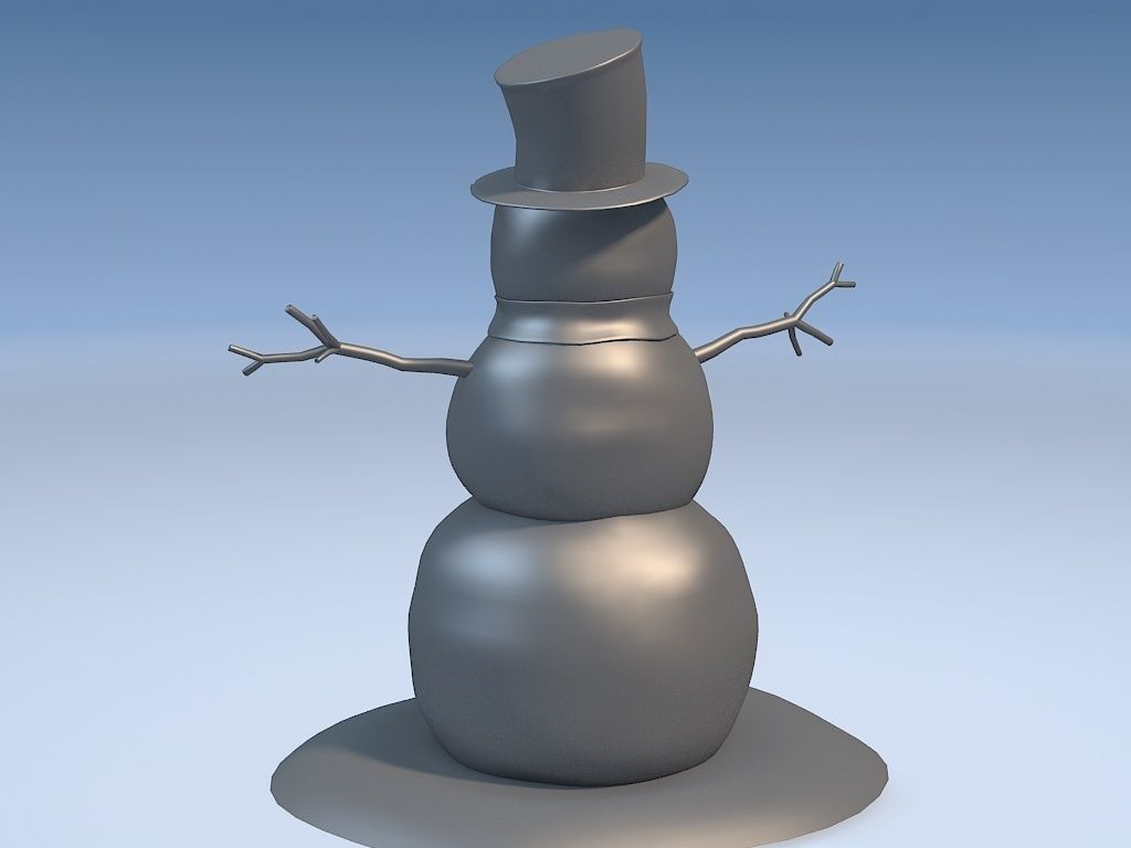 Snowman in top hat 3D model_9