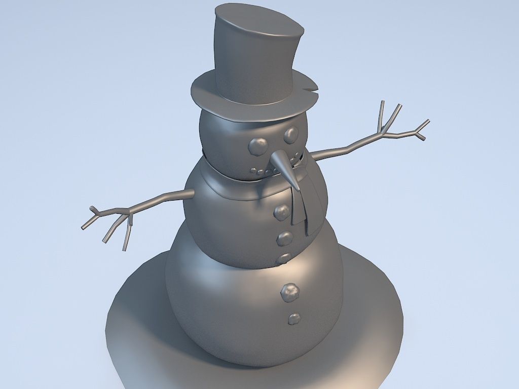 Snowman in top hat 3D model_10