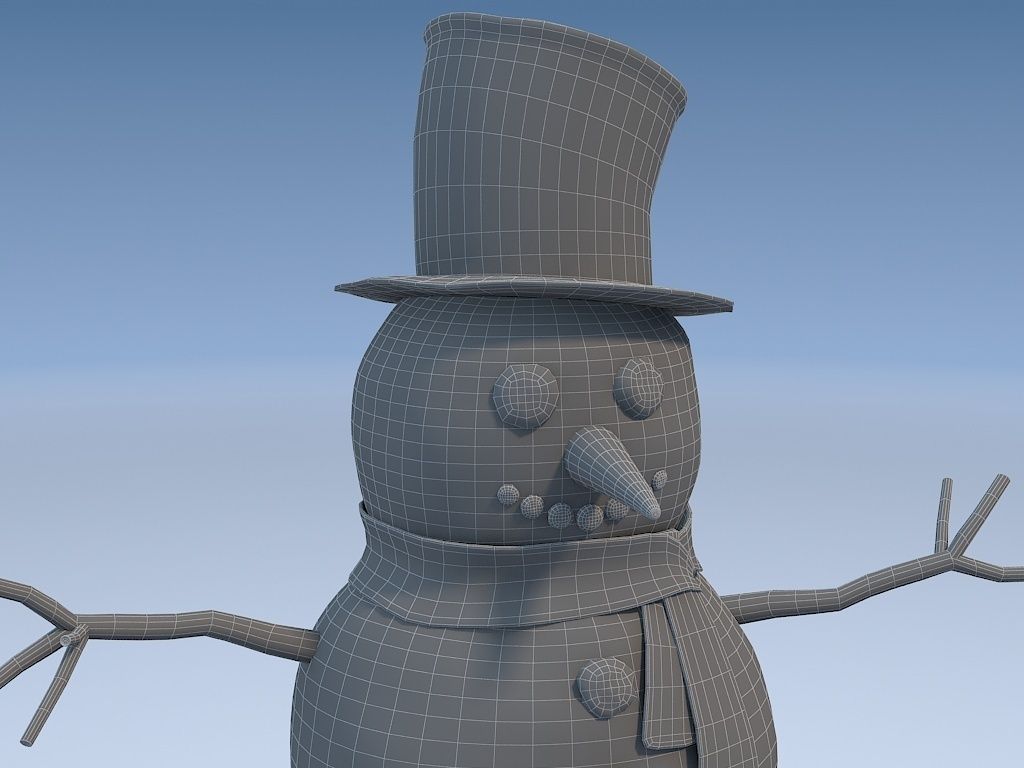 Snowman in top hat 3D model_14