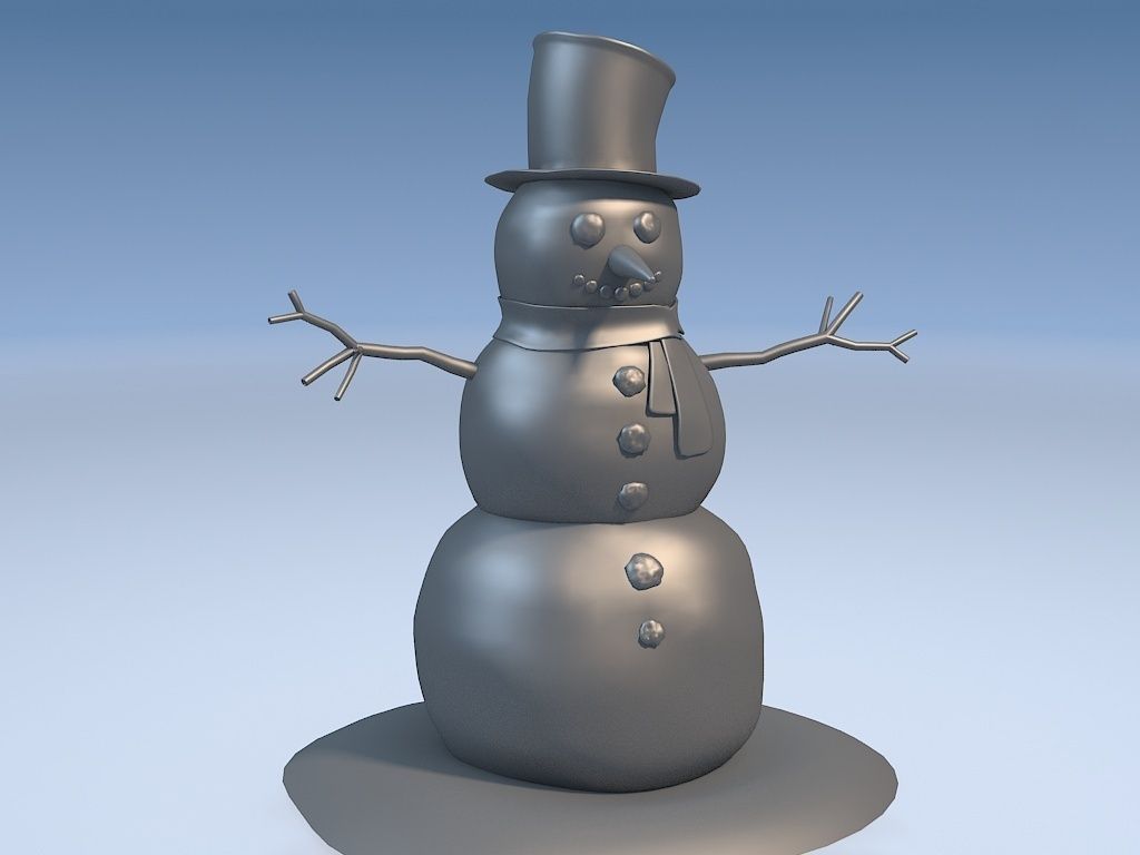 Snowman in top hat 3D model_8