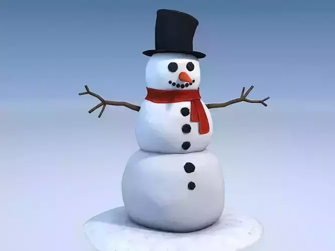 Snowman in top hat 3D model